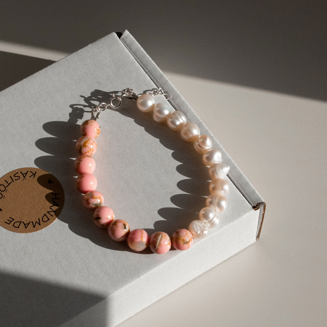 Pearl and Jade Beaded Bracelet | Made in Estonia 🇪🇪