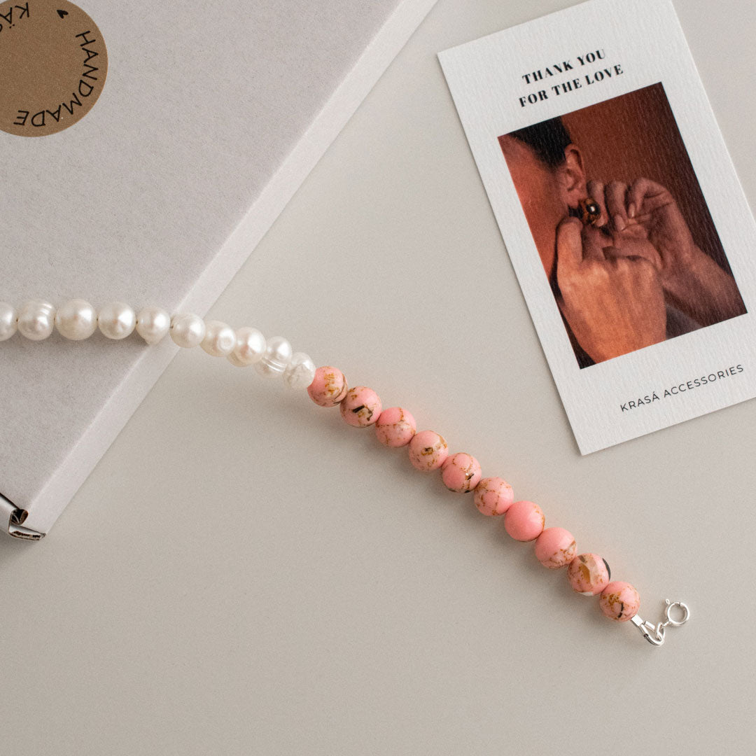 Pearl and Jade Beaded Bracelet | Made in Estonia 🇪🇪
