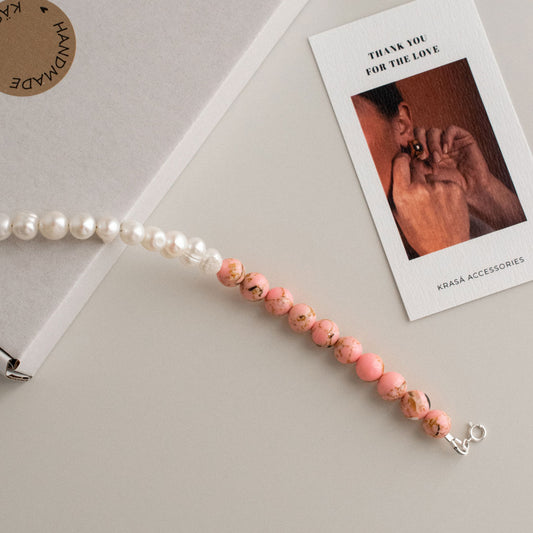 Pearl and Jade Beaded Bracelet | Made in Estonia 🇪🇪