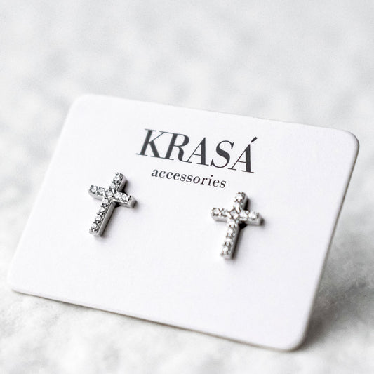 Sterling Silver Mini Cross Studs