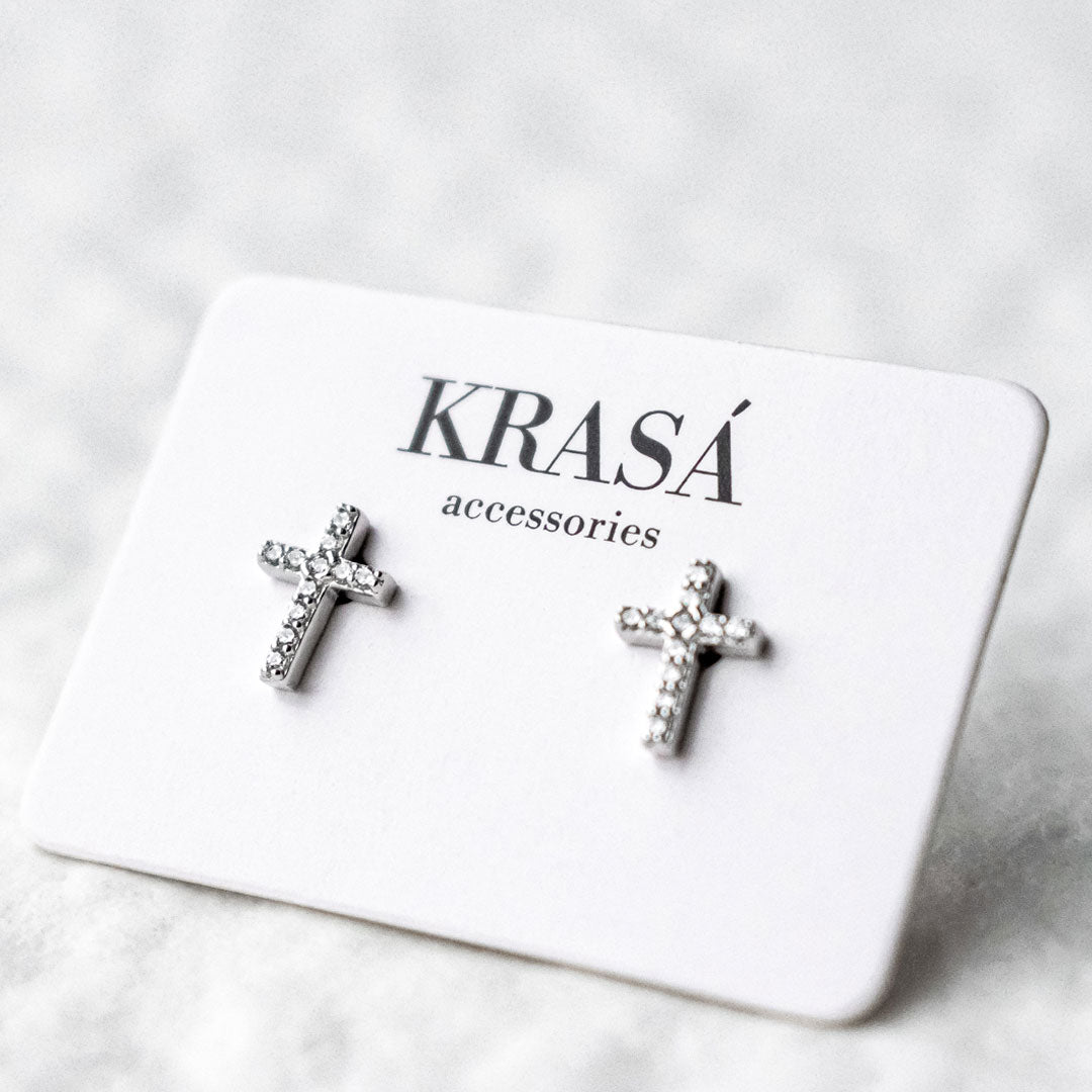 Sterling Silver Mini Cross Studs