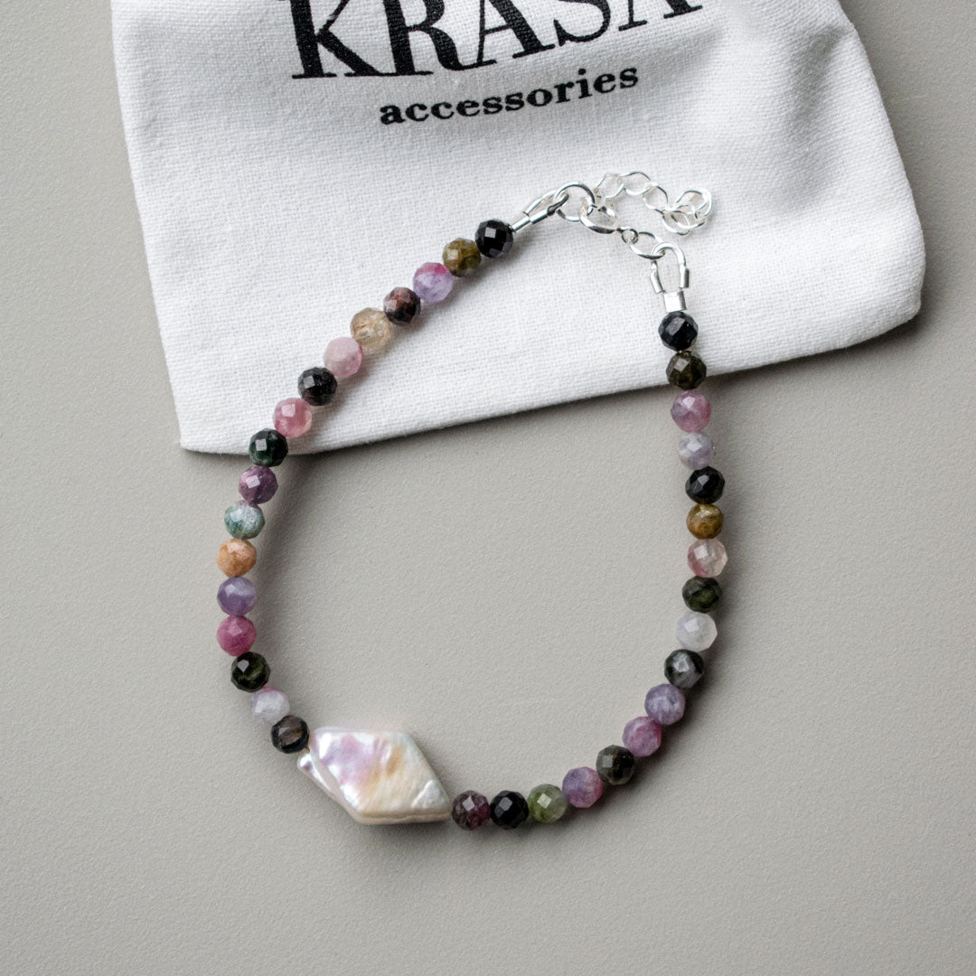Gemstone Bracelet with Rhombus Pearl | Made in Estonia 🇪🇪