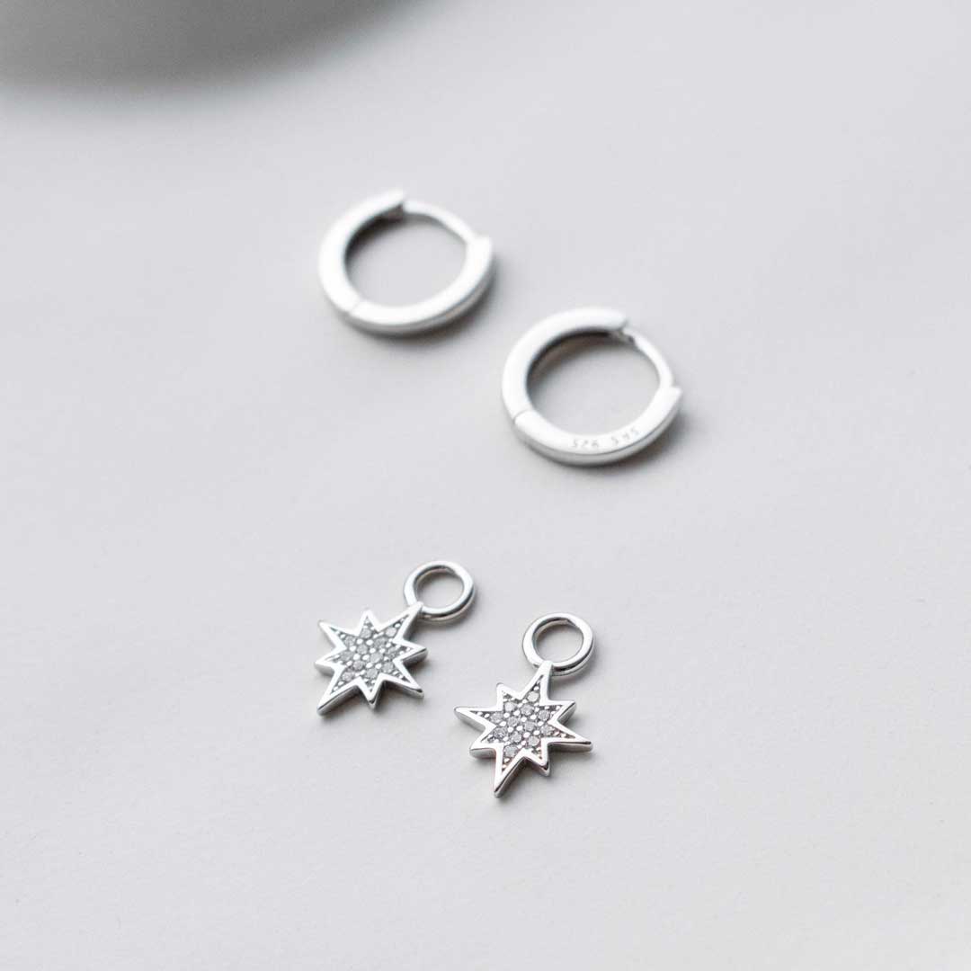 Star Charm Hoops