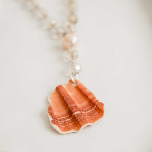 Shell and Pearl Beaded Lariat Necklace | Made in Estonia 🇪🇪
