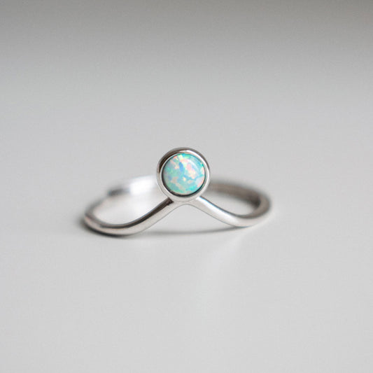 Opal Adjustable Silver Ring