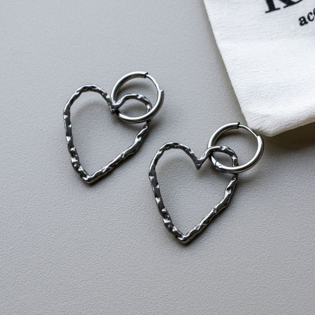 Chunky Heart Pendant Hoops