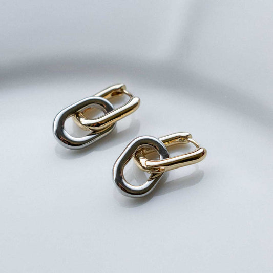 Geometric Pendant U-shaped Hoops