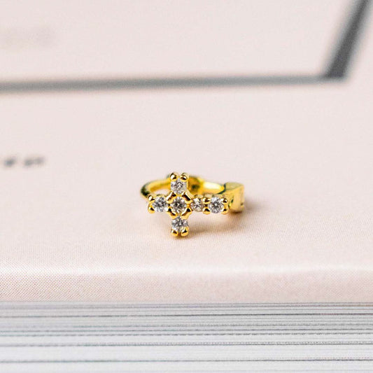 Tiny Cross Earring for Second or Third Earlobe Hole