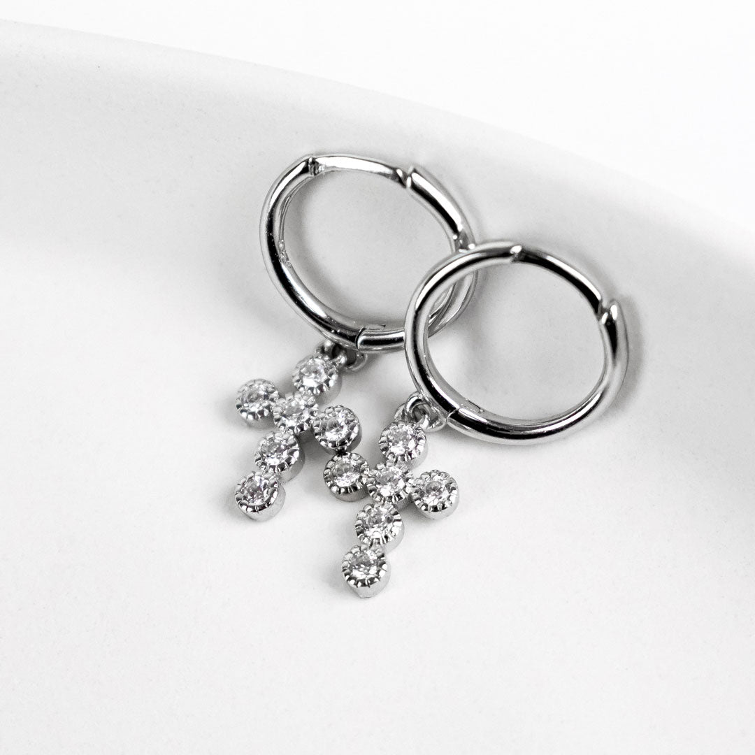 Sparkling Cross Hoops