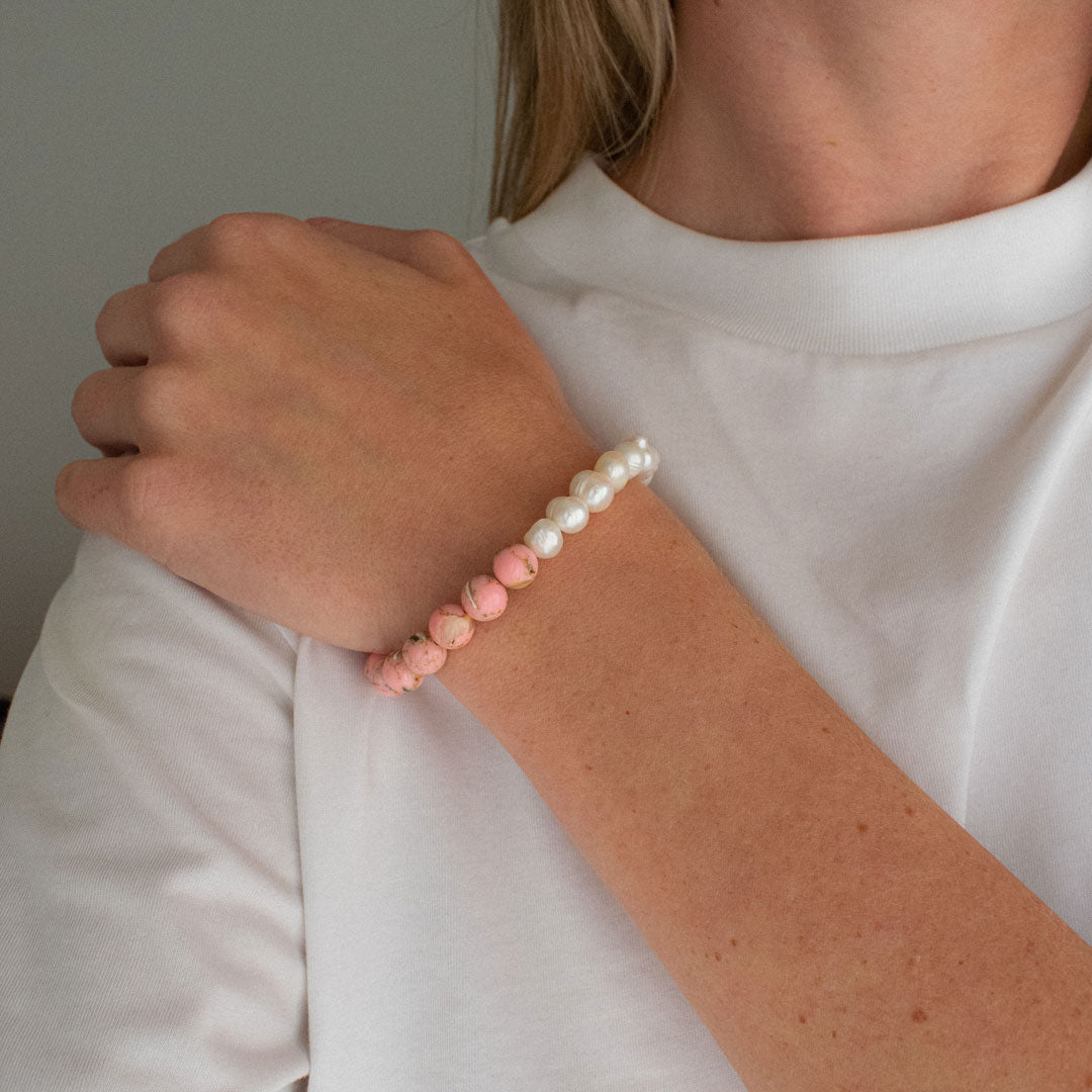 Pearl and Jade Beaded Bracelet | Made in Estonia 🇪🇪