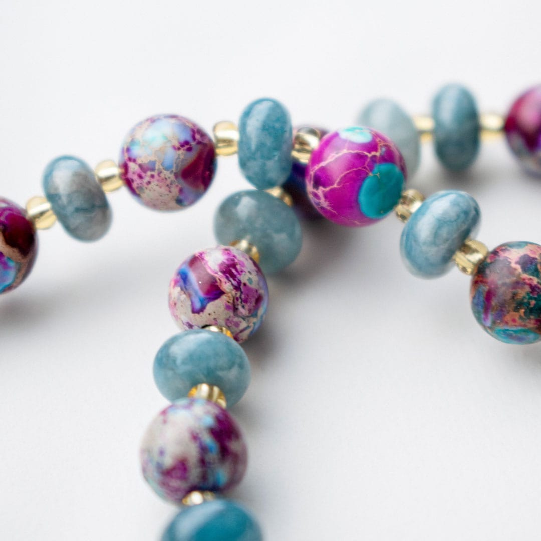 Aquamarine & Jasper Beaded Necklace | Made in Estonia 🇪🇪