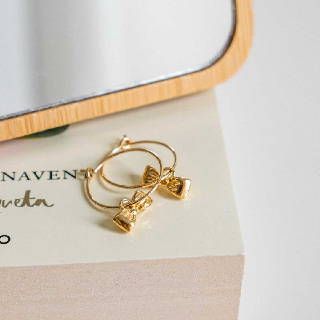 Gold-Plated Bow Tie Drop Hoops