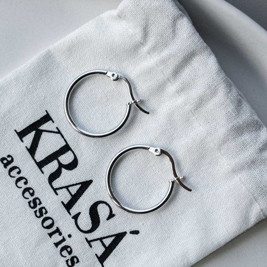 Sterling Silver Hollow Hoop Earrings