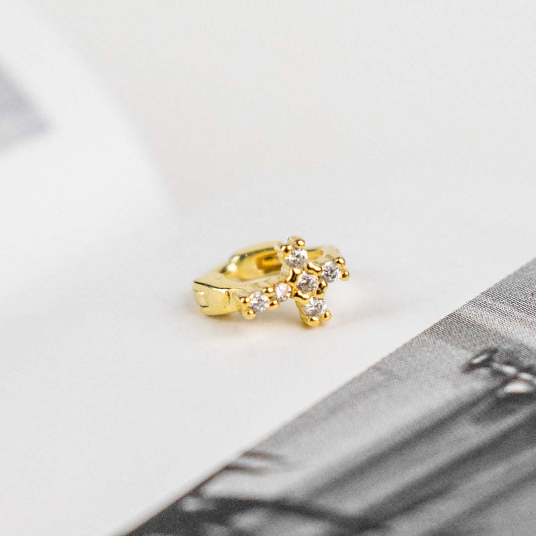 Tiny Cross Earring for Second or Third Earlobe Hole