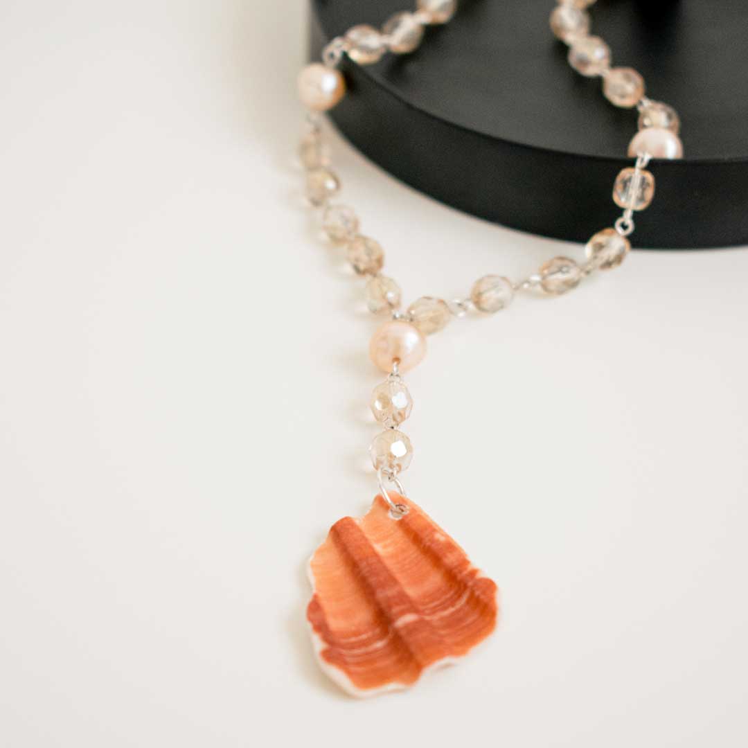 Shell and Pearl Beaded Lariat Necklace | Made in Estonia 🇪🇪