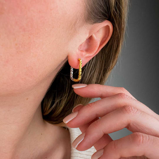 Bicolor Rectangular Hoop Earrings