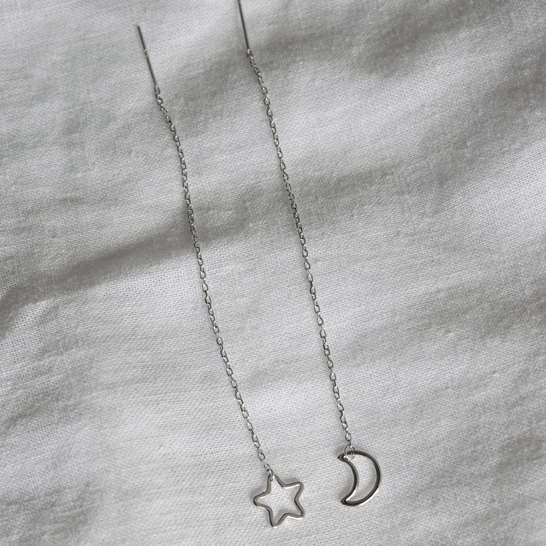 Moon & Star Threader Earrings