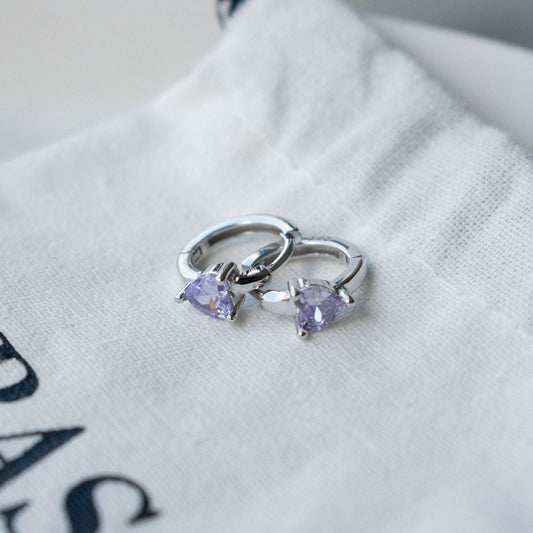 Серьги с камнем из циркония в виде сердца