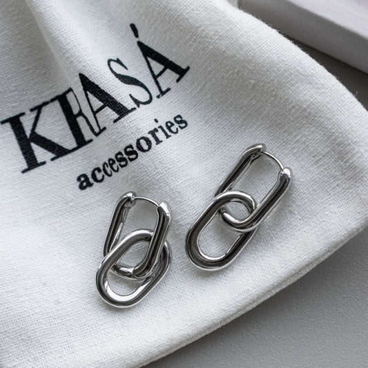 Geometric Pendant U-shaped Hoops