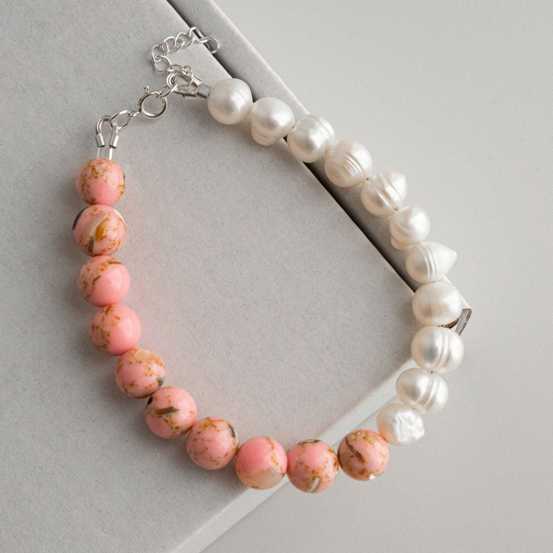 Pearl and Jade Beaded Bracelet | Made in Estonia 🇪🇪