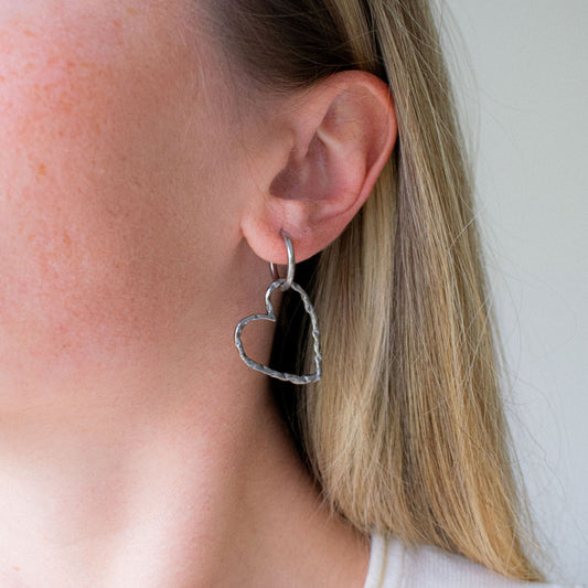Chunky Heart Pendant Hoops