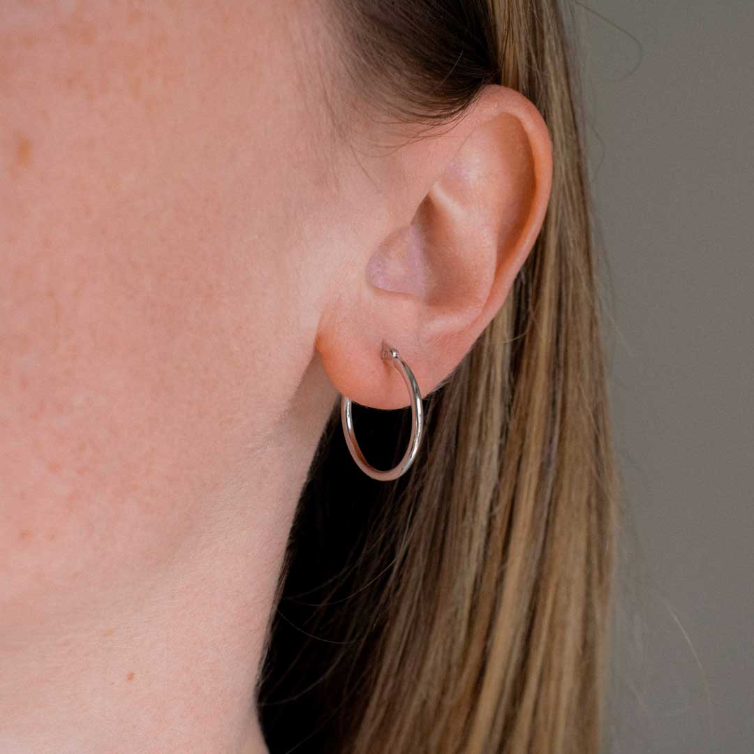 Sterling Silver Hollow Hoop Earrings