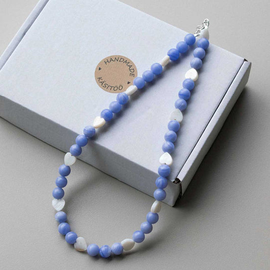 Blue Lace Agate Beaded Necklace | Made in Estonia 🇪🇪