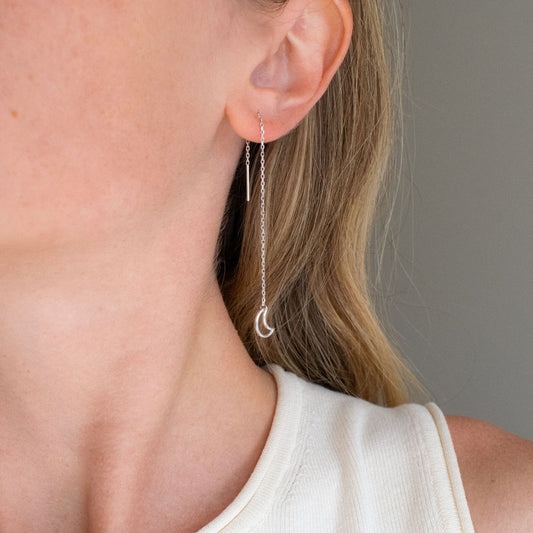 Moon & Star Threader Earrings