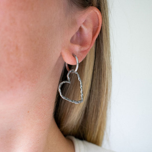 Chunky Heart Pendant Hoops