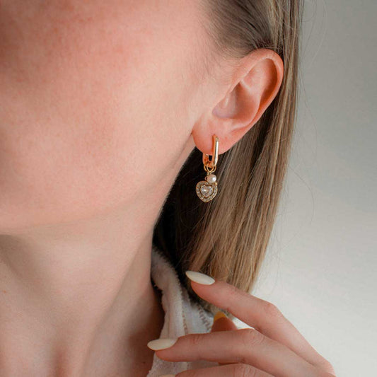 Asymmetric Heart Pearl Earrings