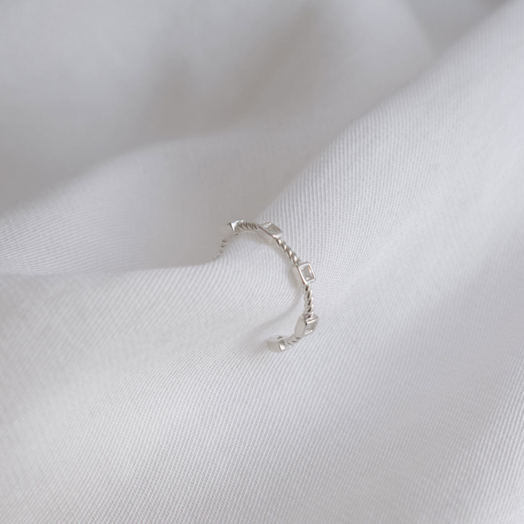 Adjustable Baguette Silver Ring