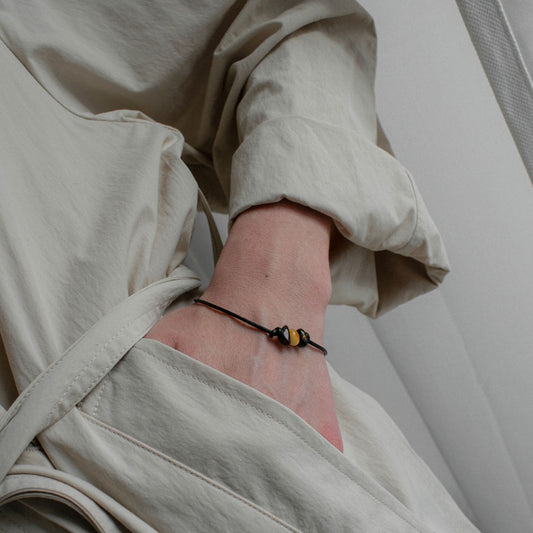 Leather Multicolor Amber Bracelet