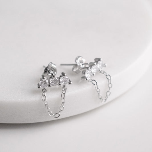 Серьги-тассель с цирконием