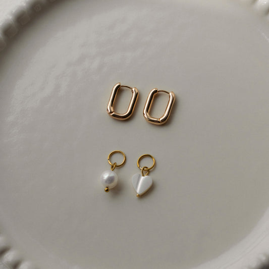 Ocean Heart Pearl Earrings