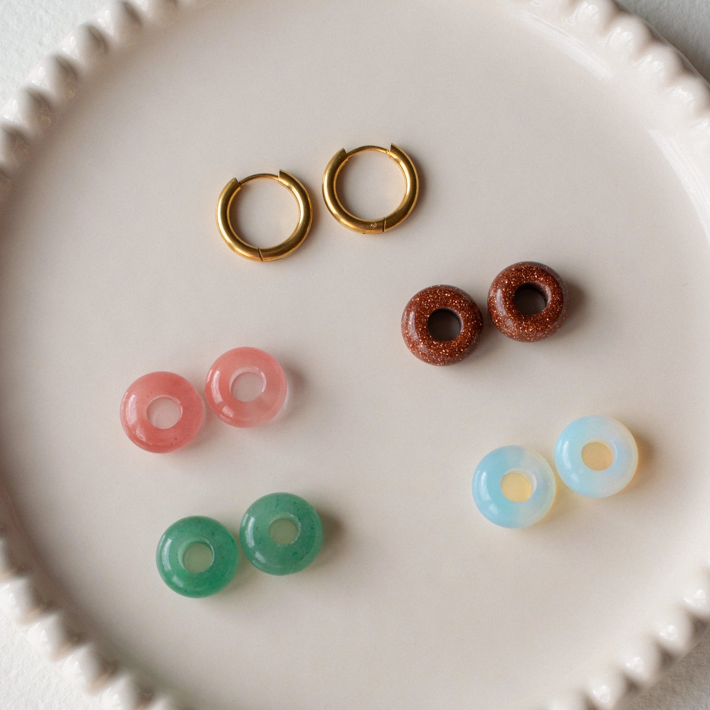 Donut Bead Hoops - Milky White