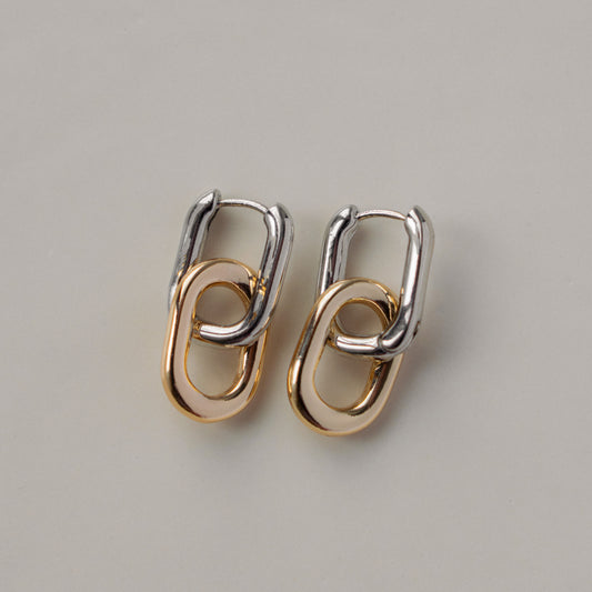 Geometric Pendant U-shaped Hoops