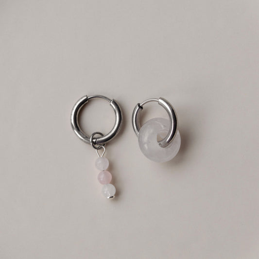 Koidik - Pink Donut Asymmetric Hoops