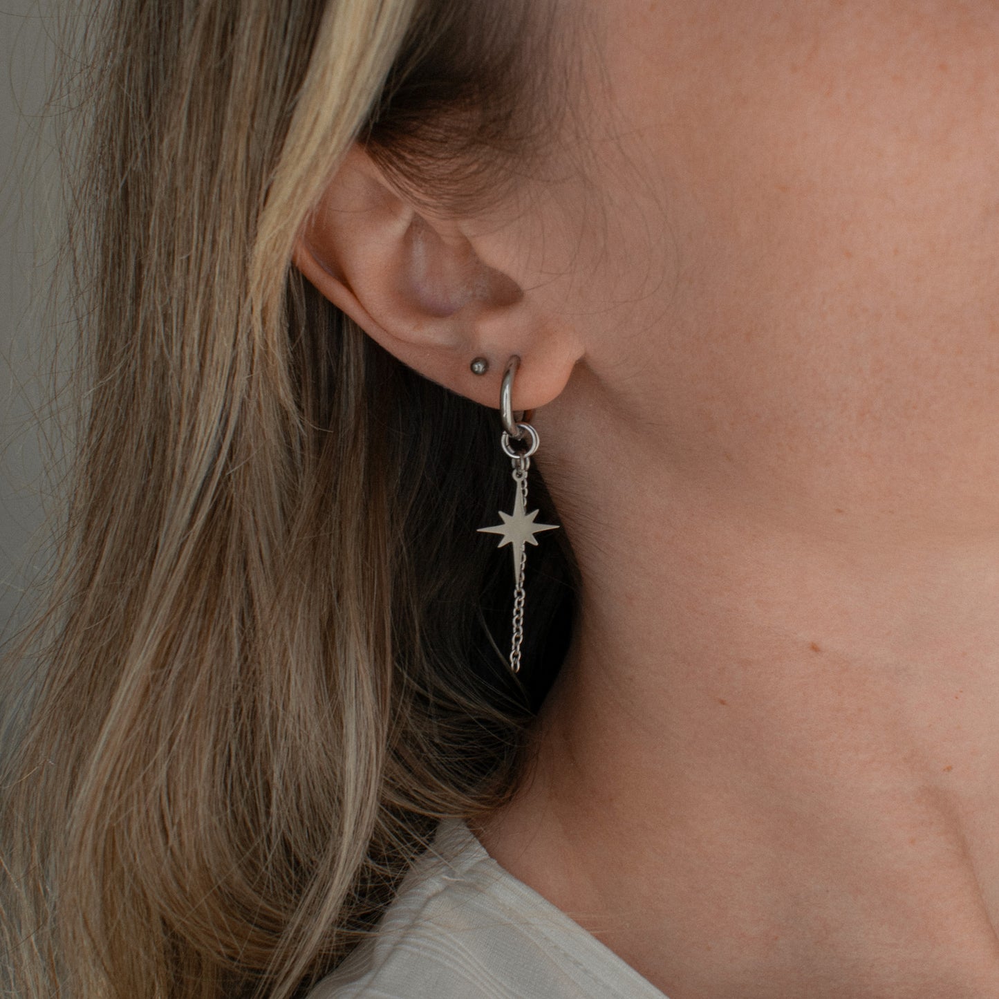 Otava - Asymmetric North Star Earrings with Yellow Beads