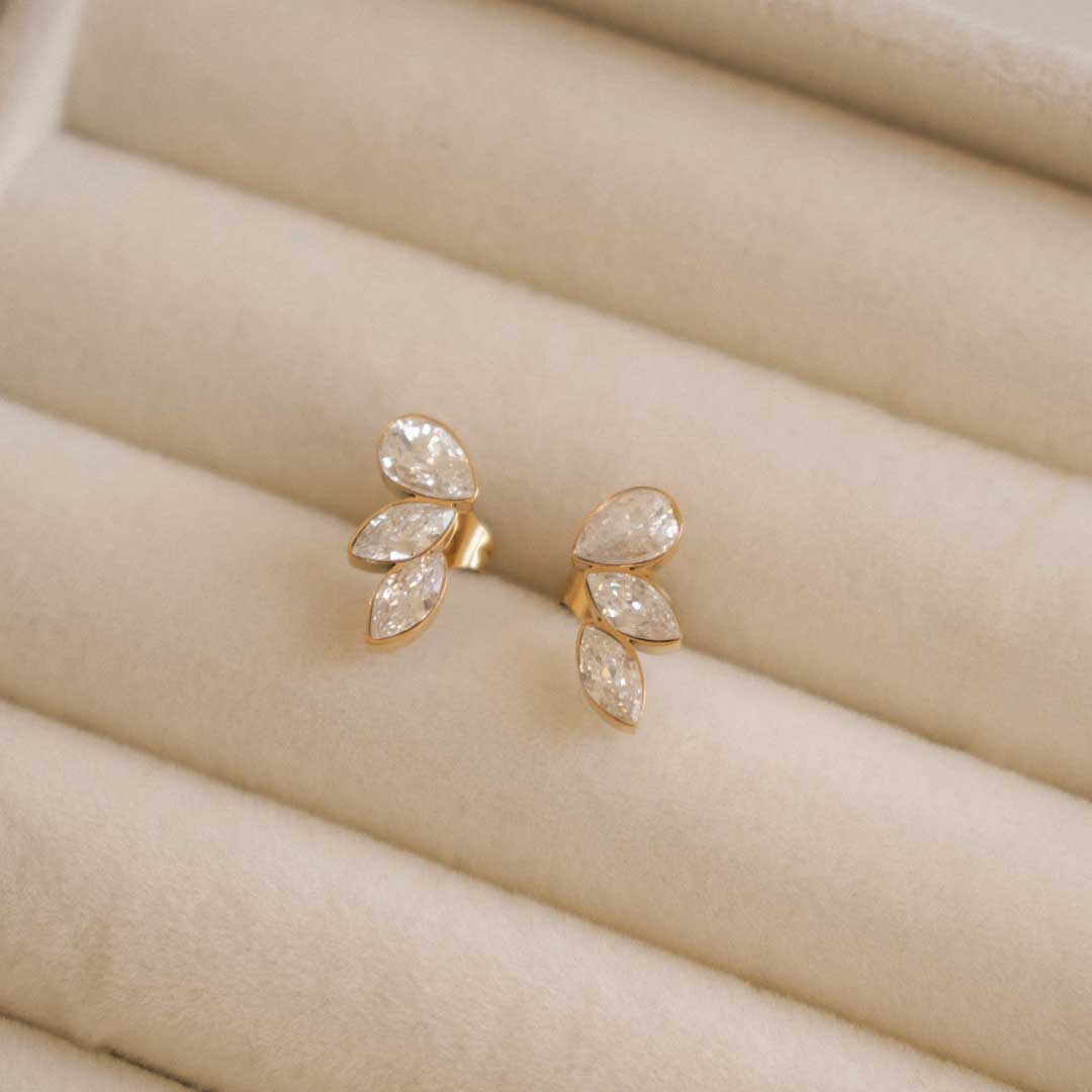 Wing Zirconia Stud Earrings