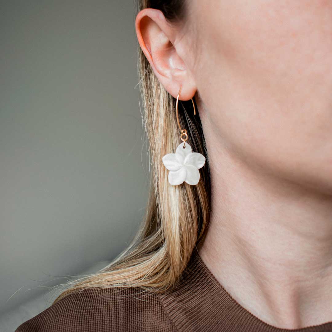 Flower Drop Earrings with Curved Ear Wire | Made in Estonia 🇪🇪