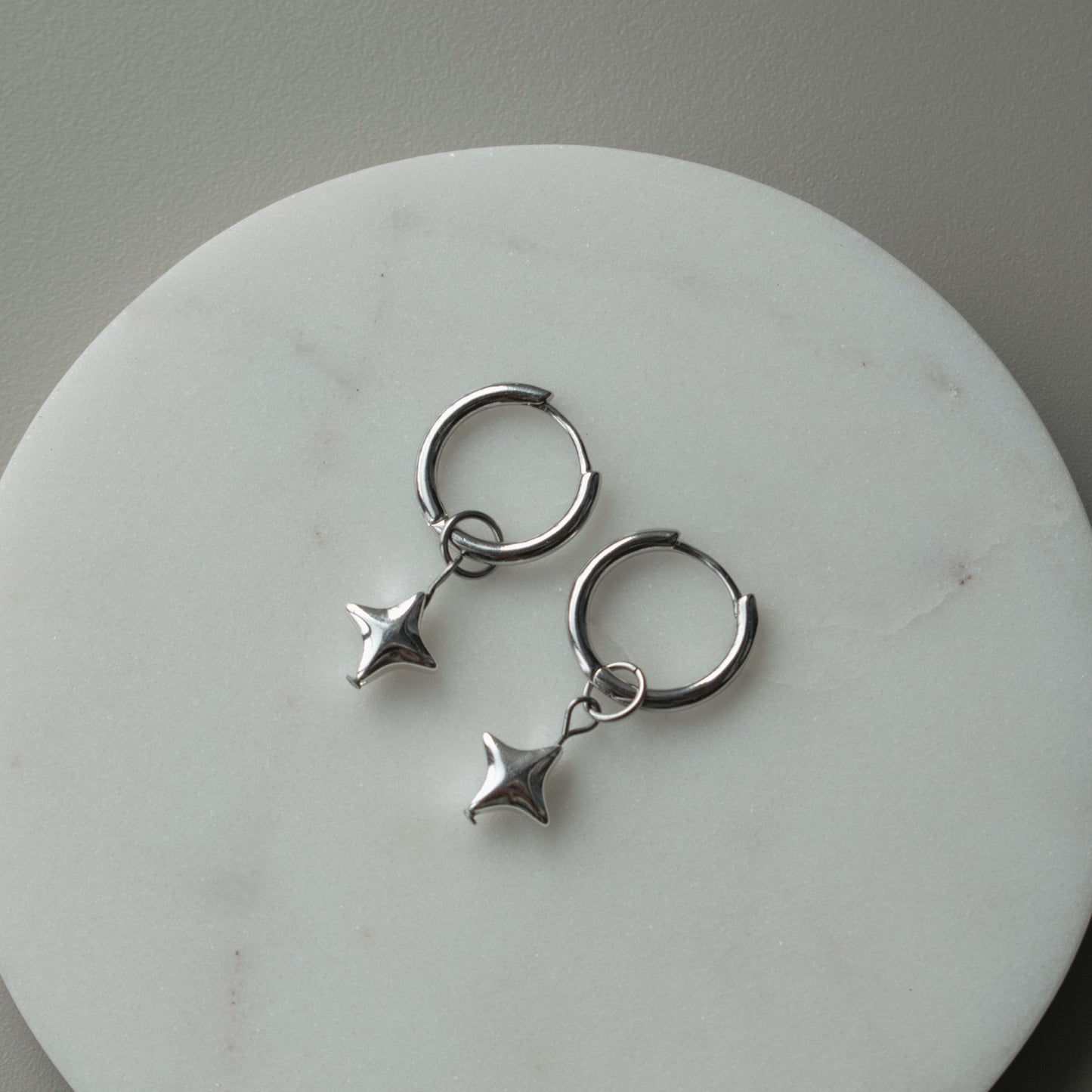 Hematite Star Hoops