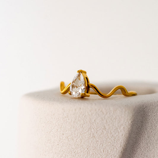 Wave Zircon Ring