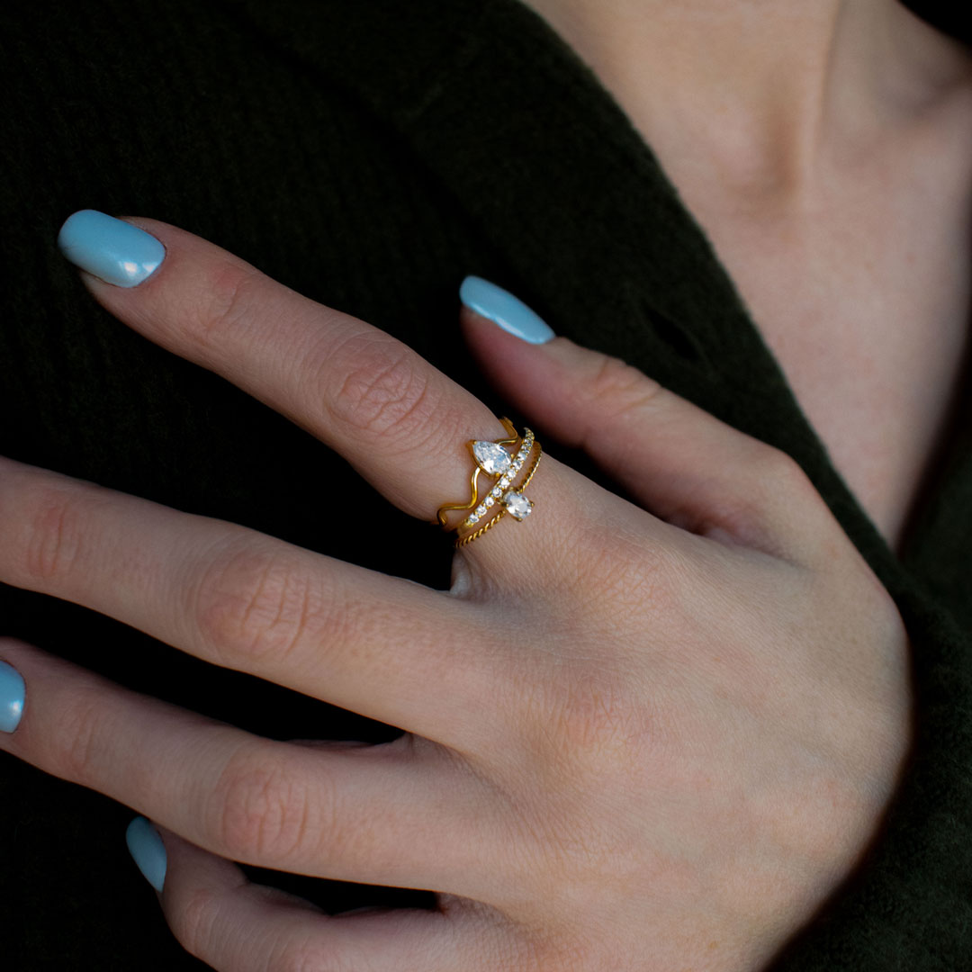 Wave Zircon Ring