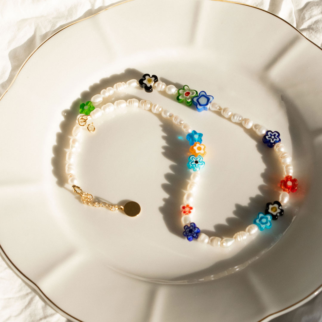 Pearl Flower Beaded Necklace | Made in Estonia 🇪🇪