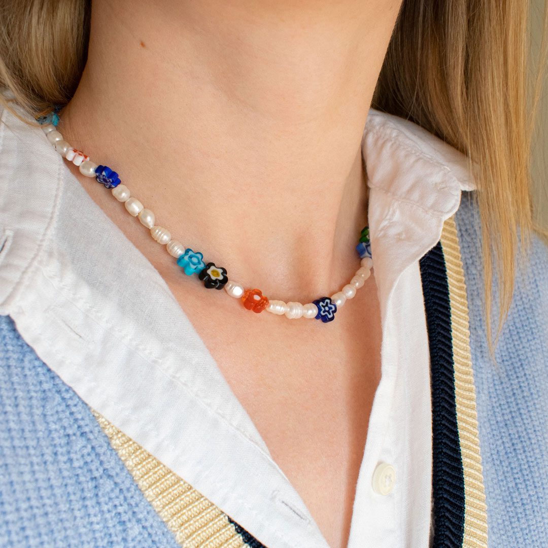 Pearl Flower Beaded Necklace | Made in Estonia 🇪🇪
