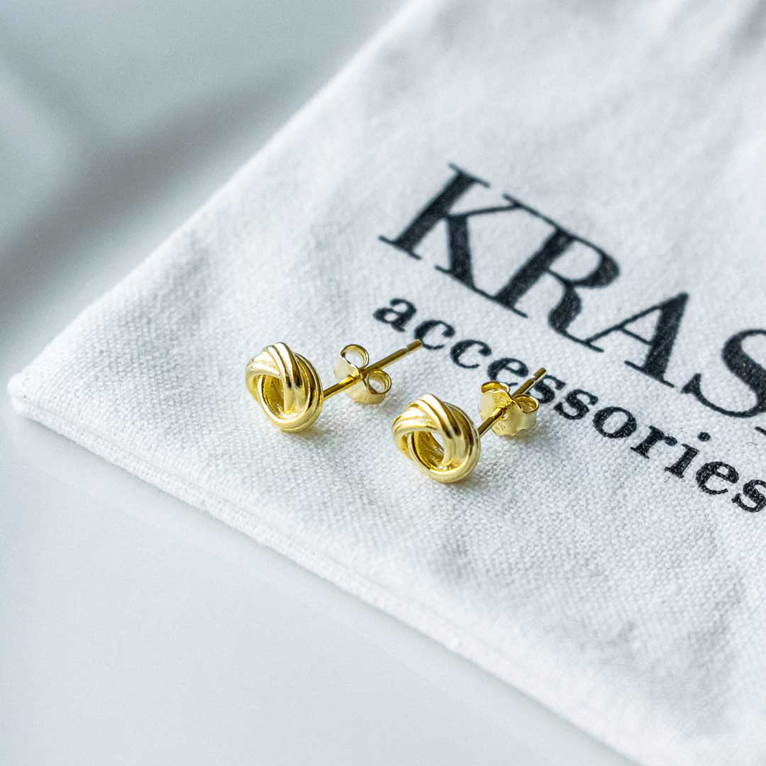 Knot Stud Earrings – 7mm Gold-Plated Sterling Silver