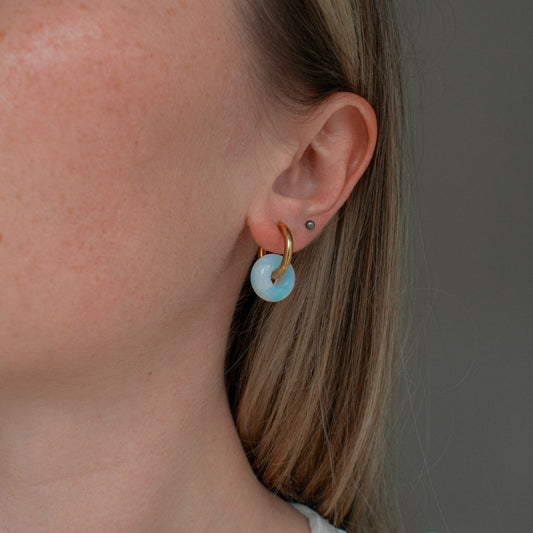 Donut Bead Hoops - Milky White
