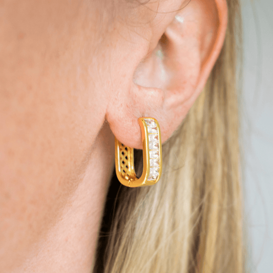 Zircon Rectangular Earrings