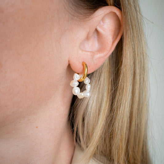 Pearl Ring Pendant Hoops