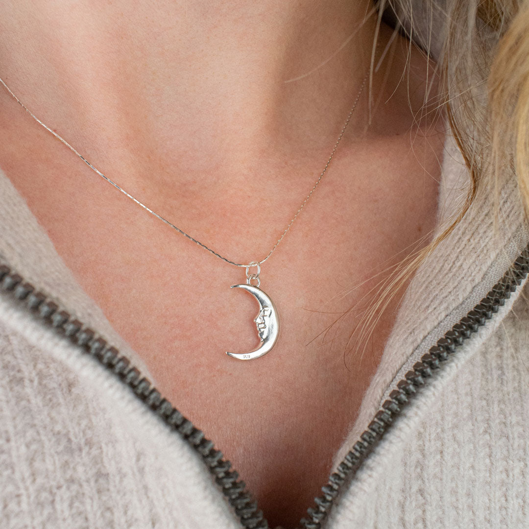Sterling Silver Moon Necklace